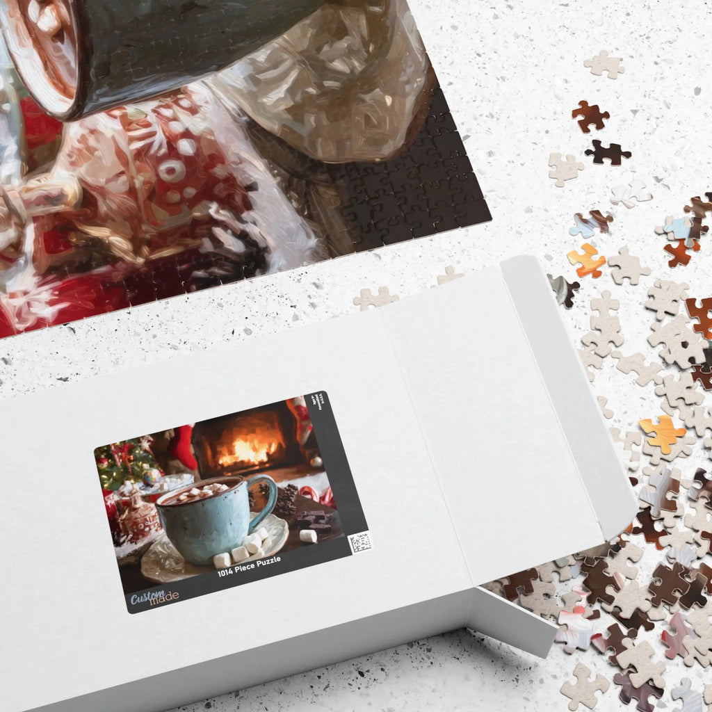 Jigsaw Puzzle: Cozy Hot Cocoa by the Fireplace - Jigsaw Puzzle Studios - Box