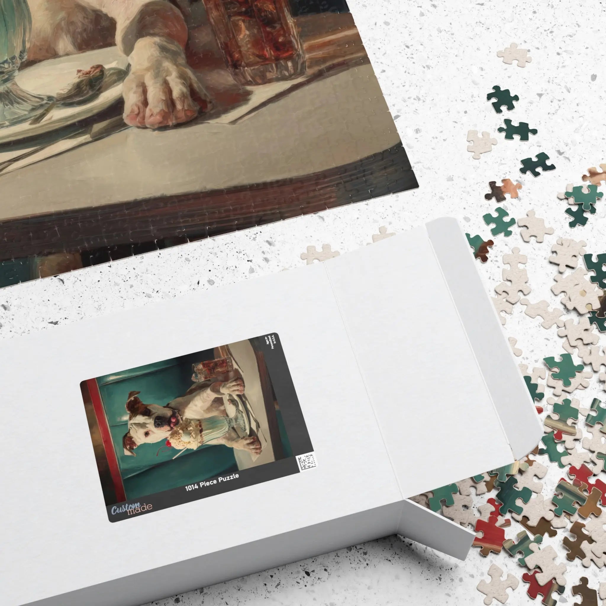 Customizable Jigsaw Puzzle: Retro Bulldog with Ice Cream Sundae - Jigsaw Puzzle Studios - Box