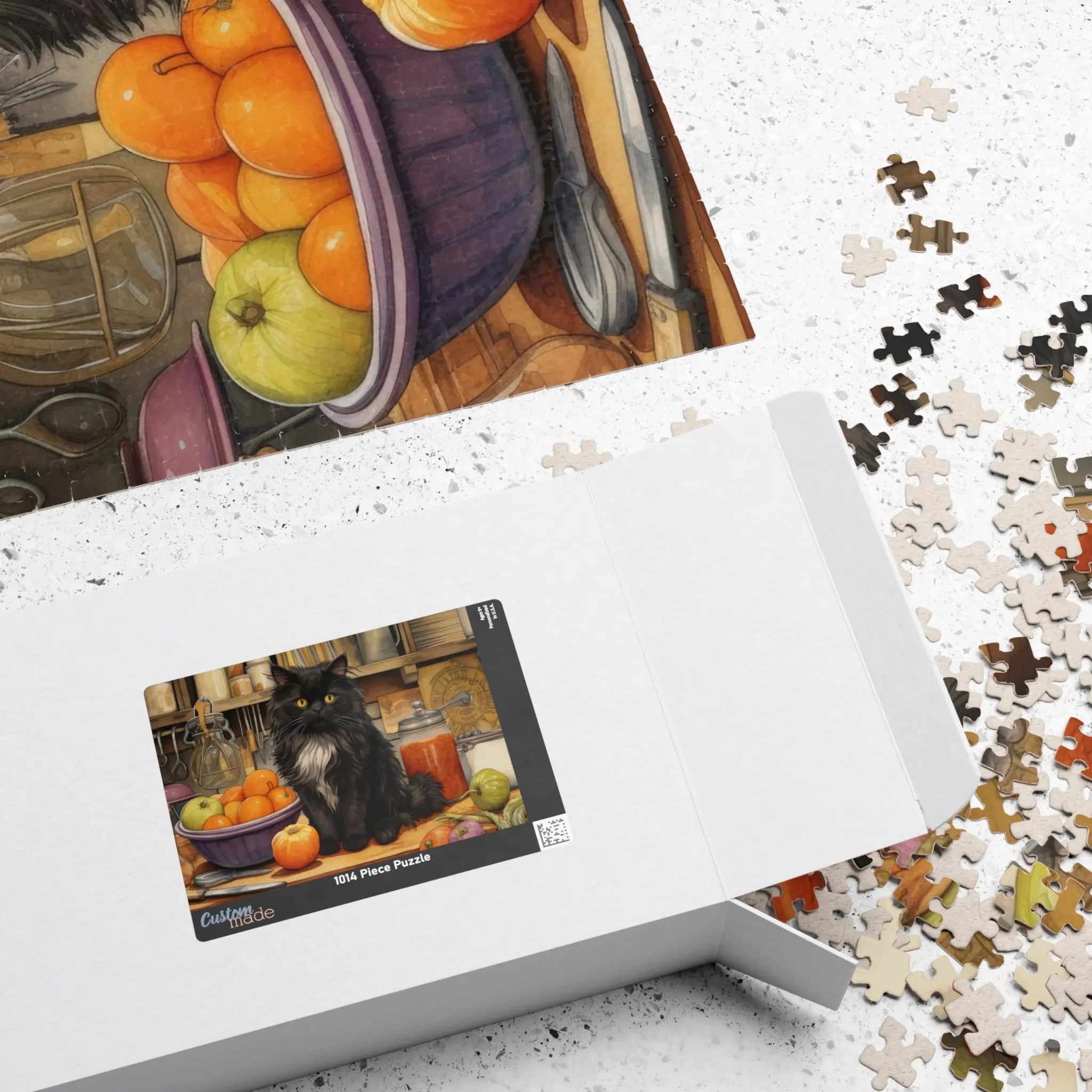 Customizable Jigsaw Puzzle: Black Longhair Cat Kitchen Helper - Jigsaw Puzzle Studios - Box