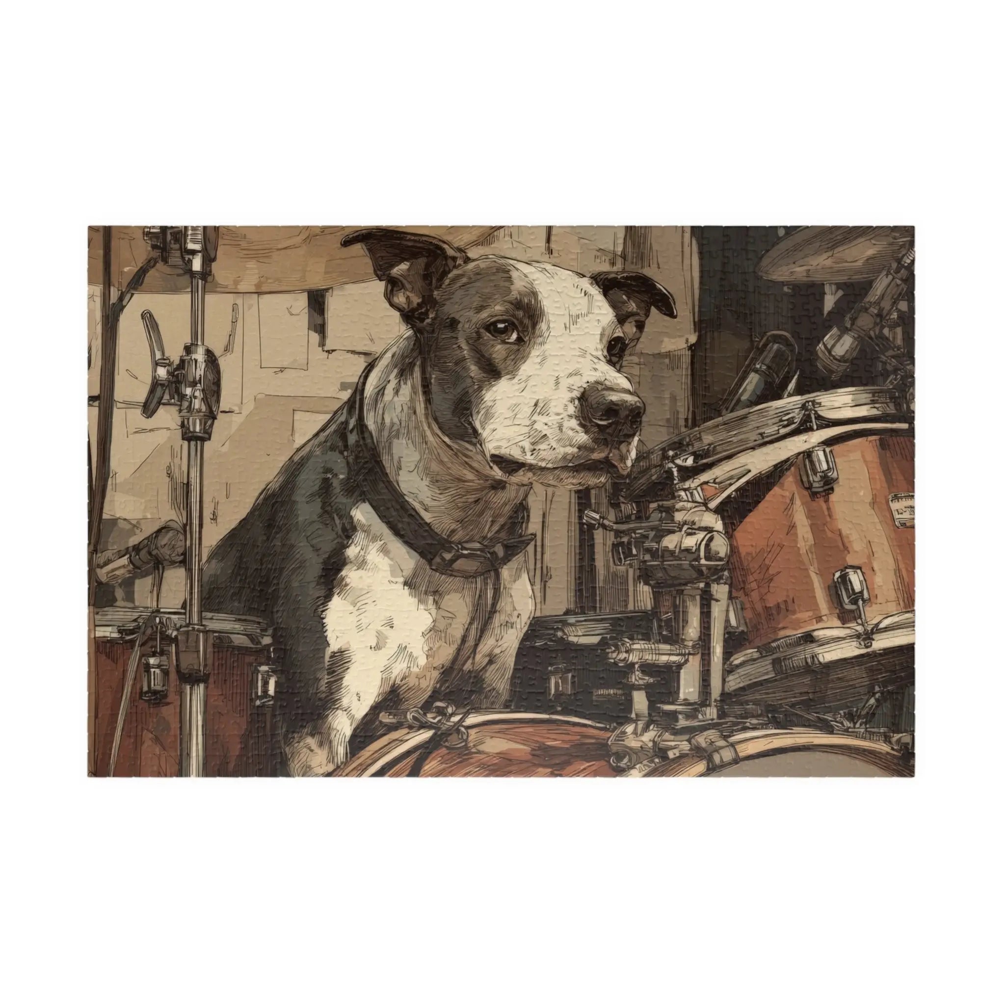 Customizable Jigsaw Puzzle: Dog Drummer - Jigsaw Puzzle Studios - Main
