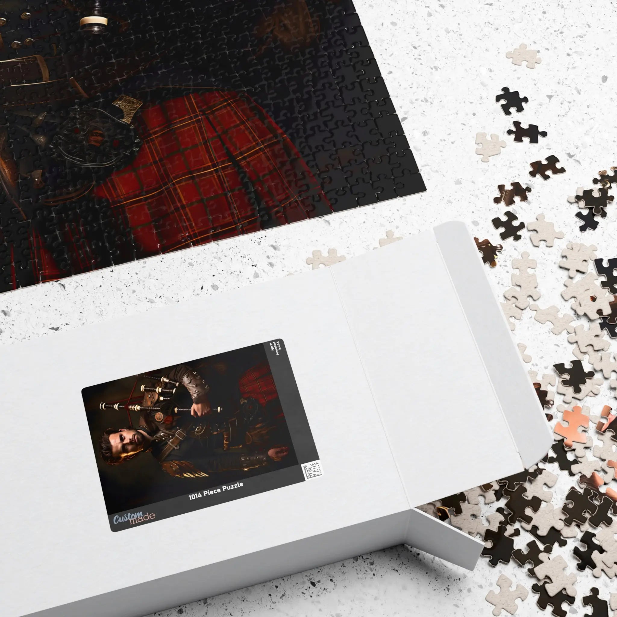 Customizable Jigsaw Puzzle: Scottish Bagpipe Player - Jigsaw Puzzle Studios - Box