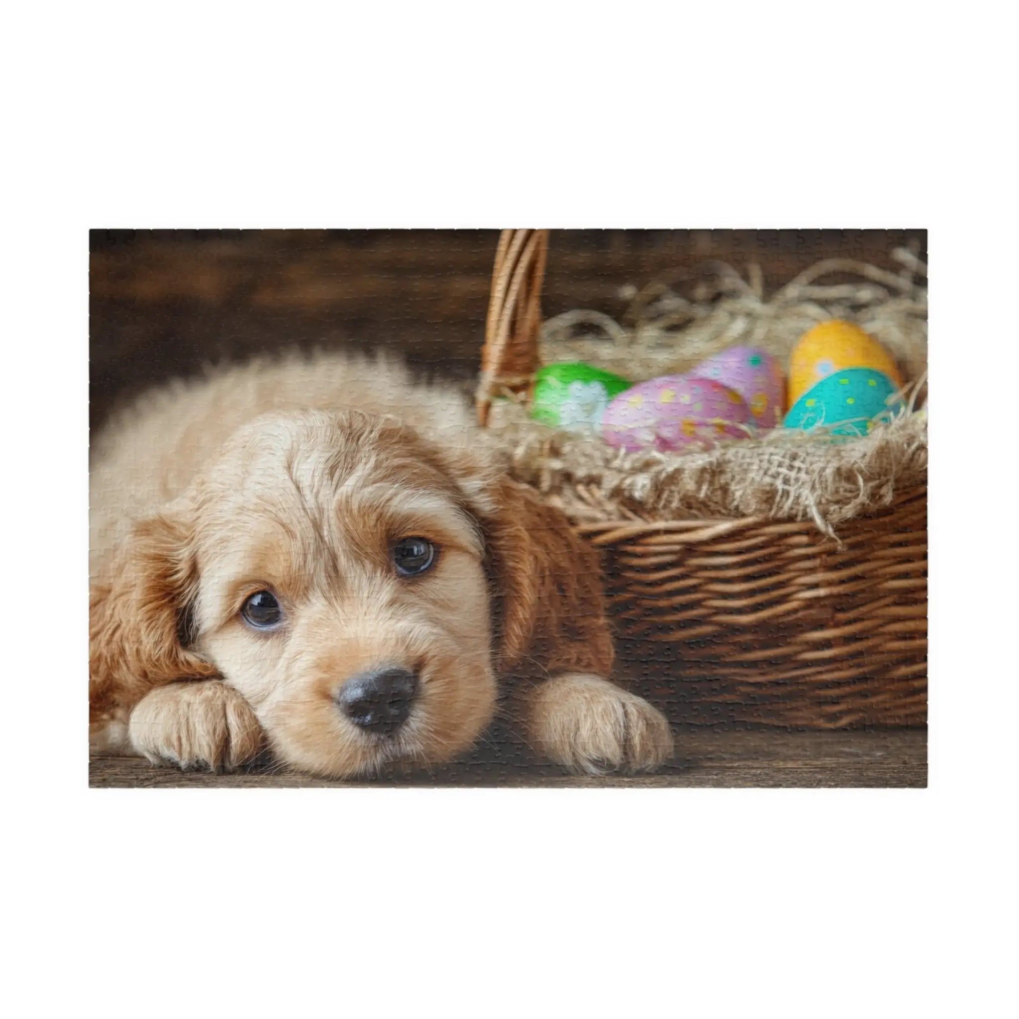 Customizable Jigsaw Puzzle: Puppy & Easter Eggs - Jigsaw Puzzle Studios - Main