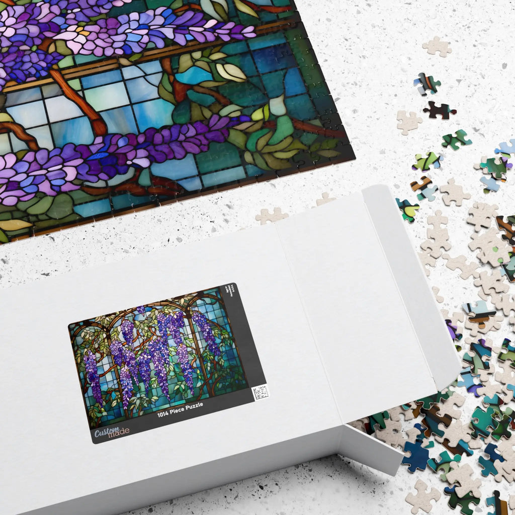 Jigsaw Puzzle: Wisteria Stained Glass - Jigsaw Puzzle Studios - Box