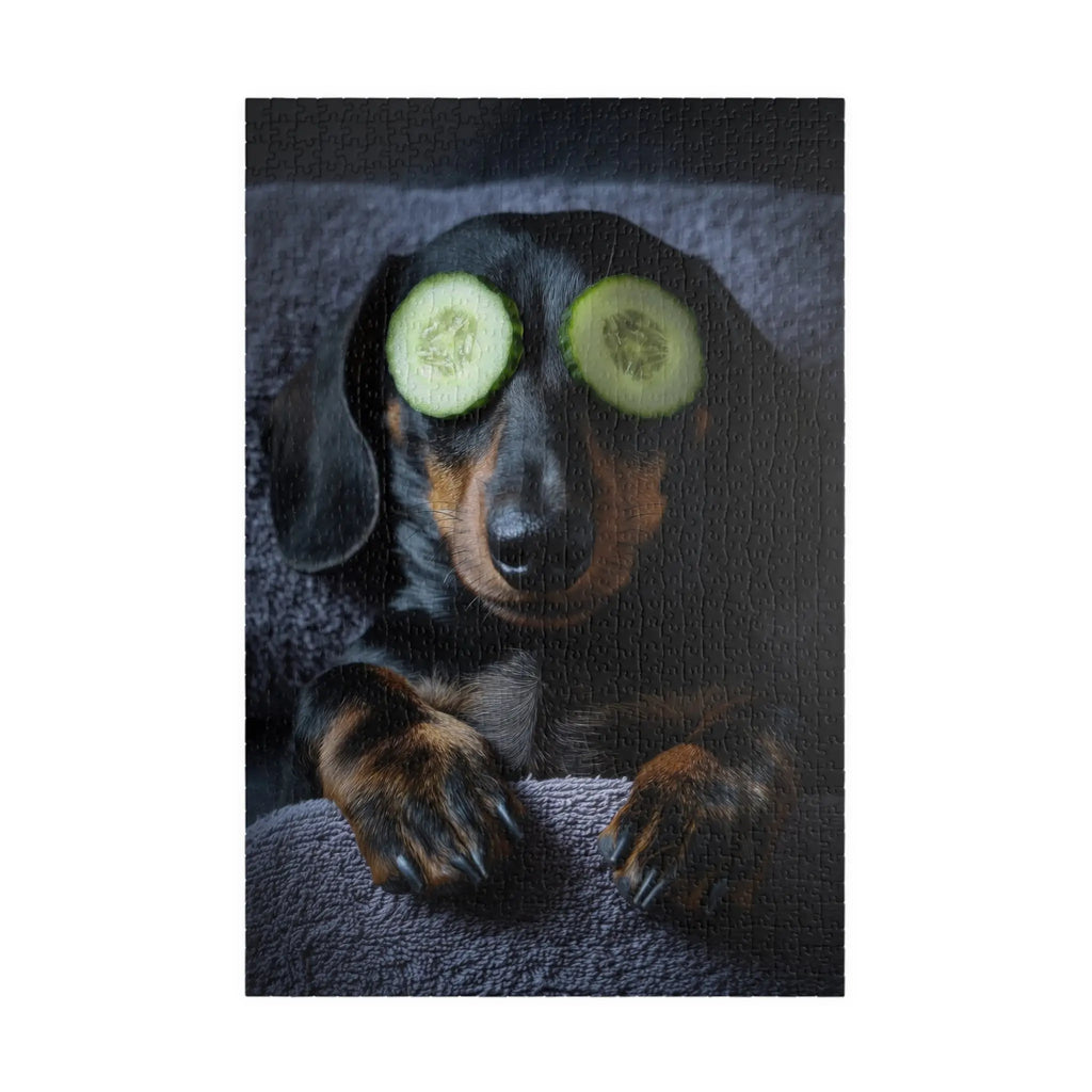 Customizable Jigsaw Puzzle: Dachshund Relaxing with Cucumbers - Jigsaw Puzzle Studios - Main