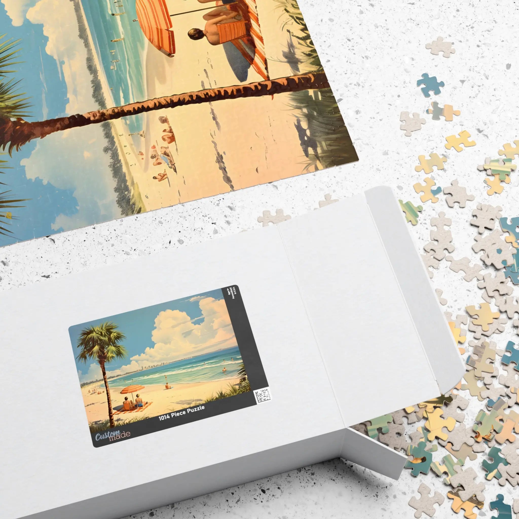 Jigsaw Puzzle: Vintage Beach Postcard - Jigsaw Puzzle Studios - Box