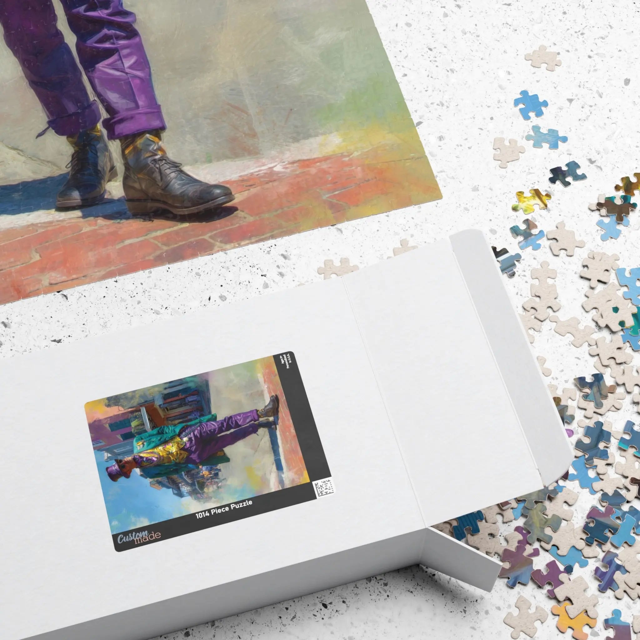 Customizable Jigsaw Puzzle: Colorful Mardi Gras Gentleman - Jigsaw Puzzle Studios - Box