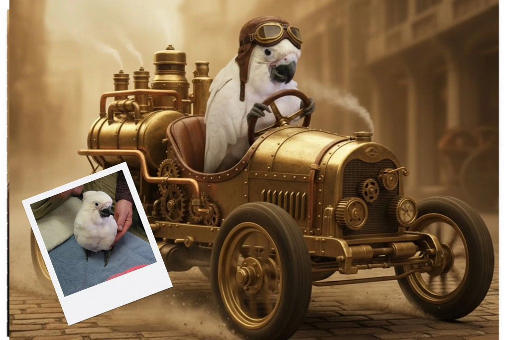 Customizable Jigsaw Puzzle: Steampunk Racing Dog - Jigsaw Puzzle Studios - Custom with Bird