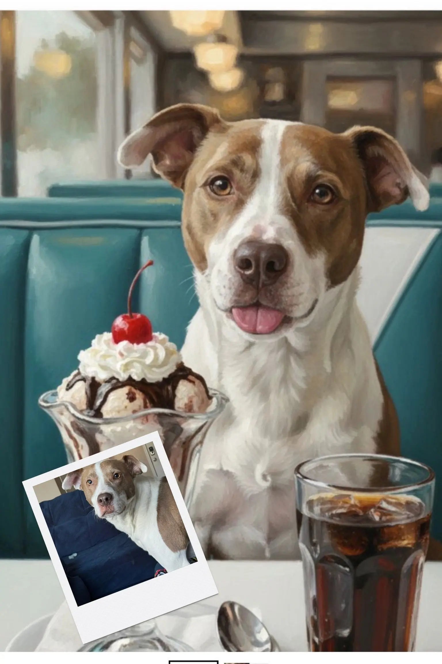 Customizable Jigsaw Puzzle: Retro Bulldog with Ice Cream Sundae - Jigsaw Puzzle Studios - Custom with Dog
