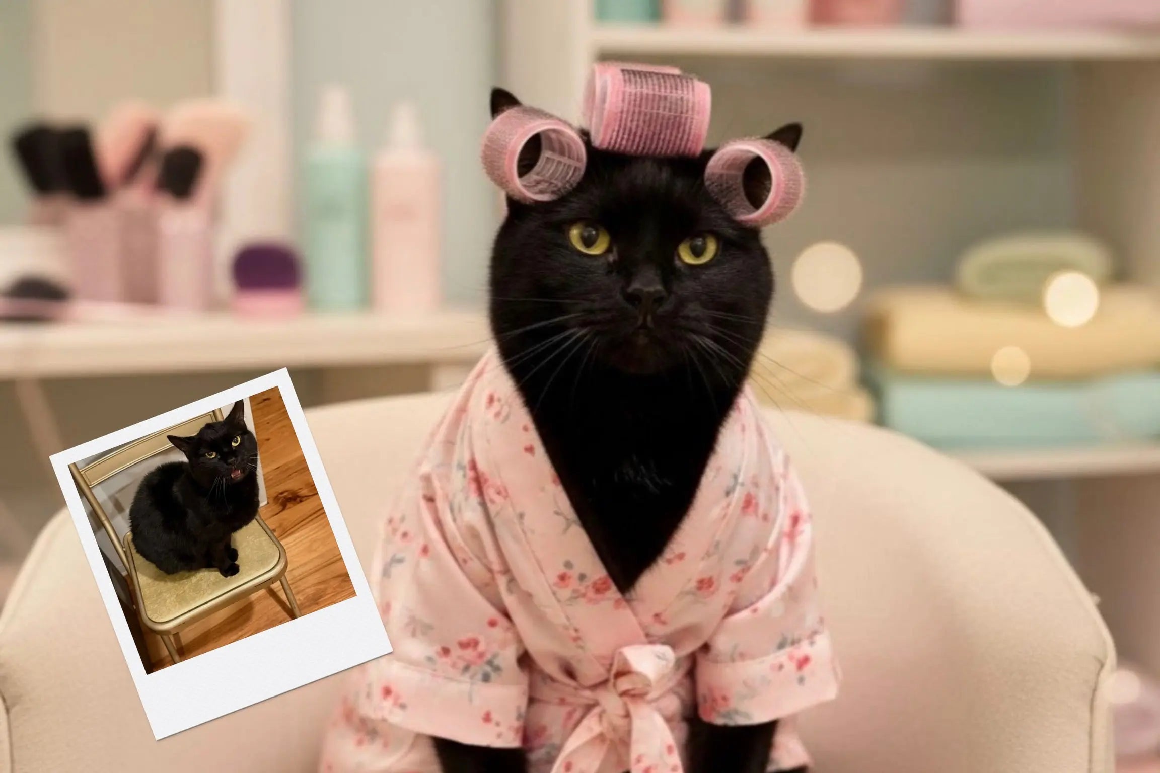 Customizable Jigsaw Puzzle: Cute Poodle Hair Curler Day - Jigsaw Puzzle Studios - Custom withBird Cat