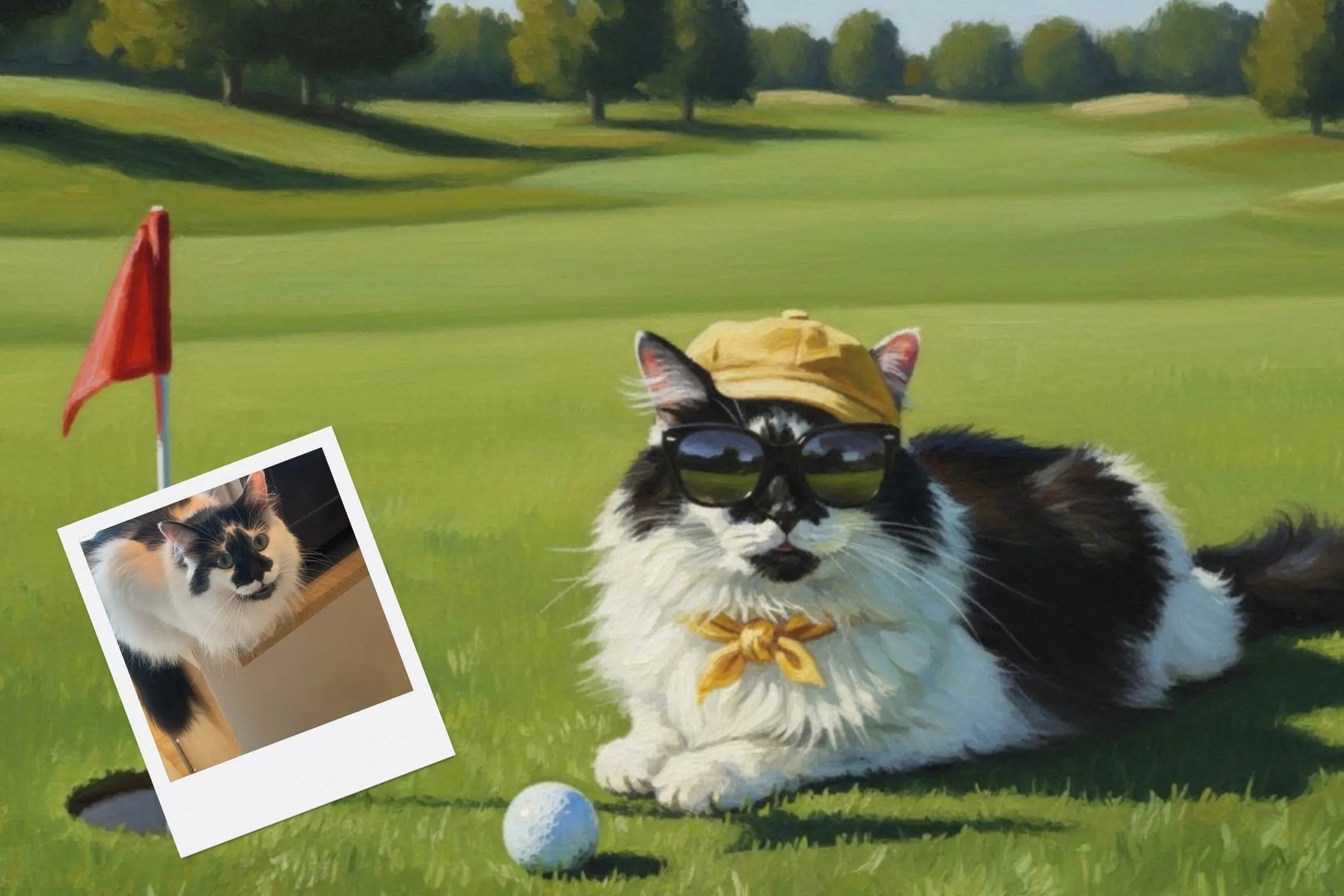 Customizable Jigsaw Puzzle: Unusual Golf Caddy - Jigsaw Puzzle Studios - Custom with Cat