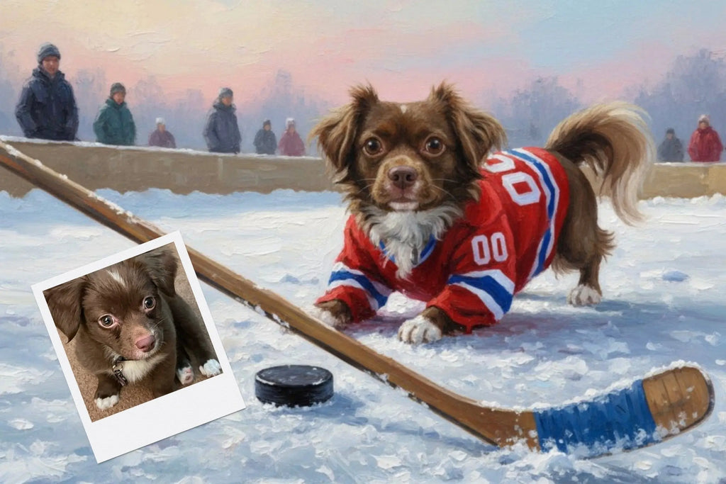 Customizable Jigsaw Puzzle: Hockey Loving Husky - Jigsaw Puzzle Studios - Custom withn Dog