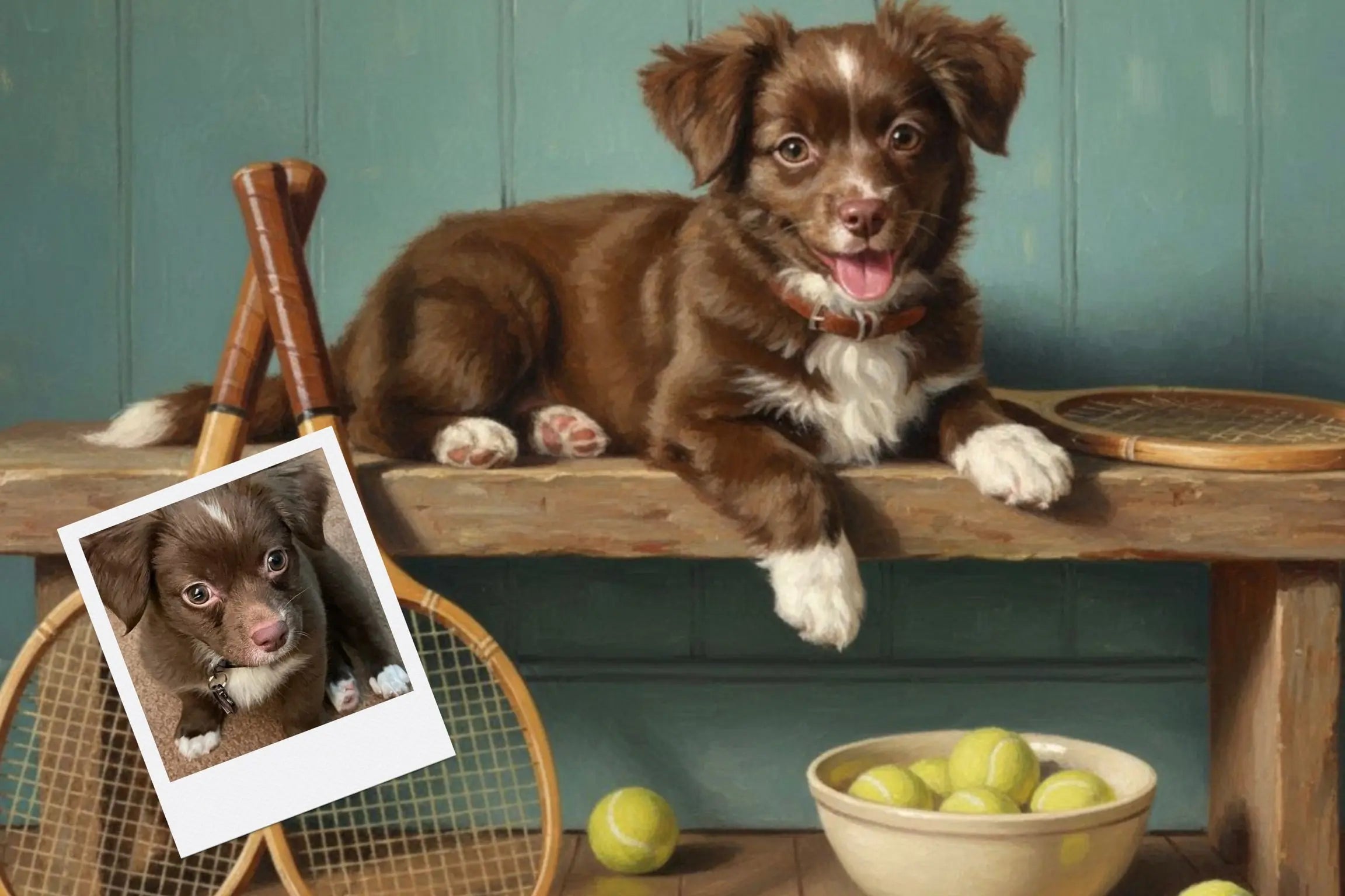 Customizable Jigsaw Puzzle: Vintage Tennis Poodle - Jigsaw Puzzle Studios - Custom with Dog