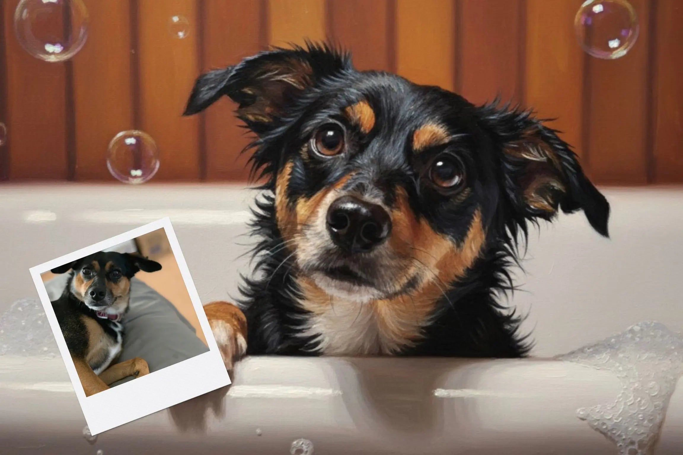 Customizable Jigsaw Puzzle: Border Collie Pup Perplexed by Bathtime - Jigsaw Puzzle Studios - Custom with Dog