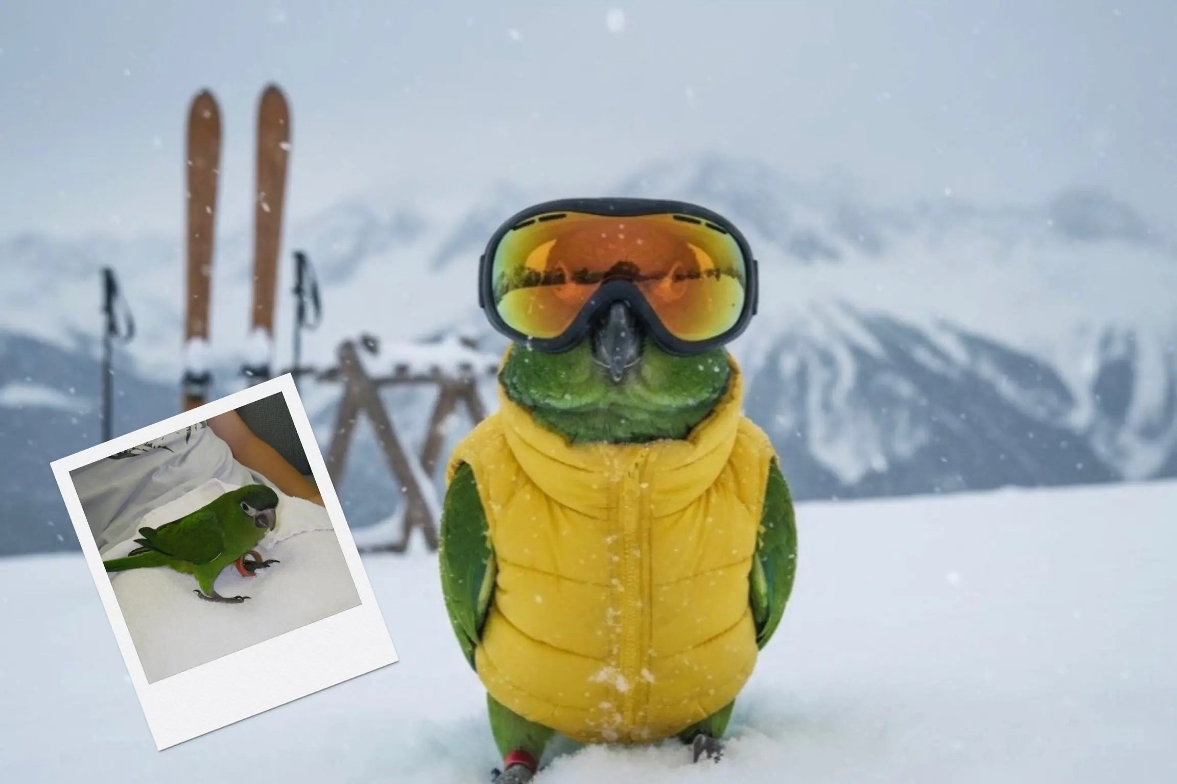 Customizable Jigsaw Puzzle: Dog Day on the Slopes - Jigsaw Puzzle Studios - Custom with Bird