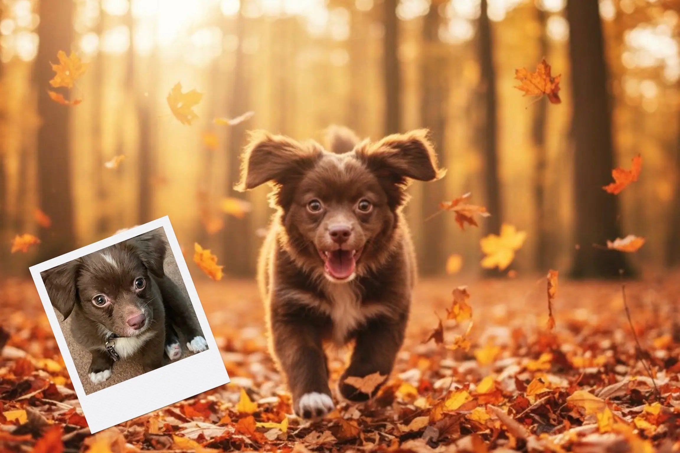 Customizable Jigsaw Puzzle: Playful Autumn Pup - Jigsaw Puzzle Studios - Custom with Dog