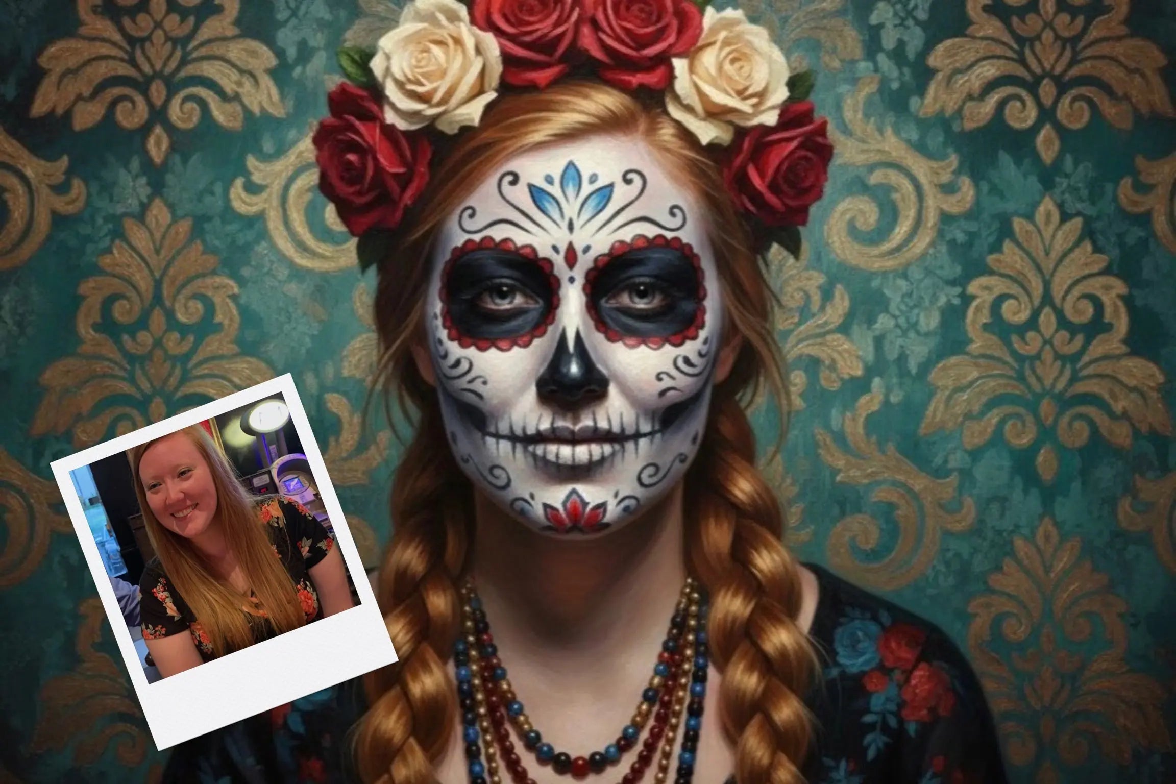 Customizable Jigsaw Puzzle: Day of the Dead Sugar Skull Woman - Jigsaw Puzzle Studios - Custom with Woman