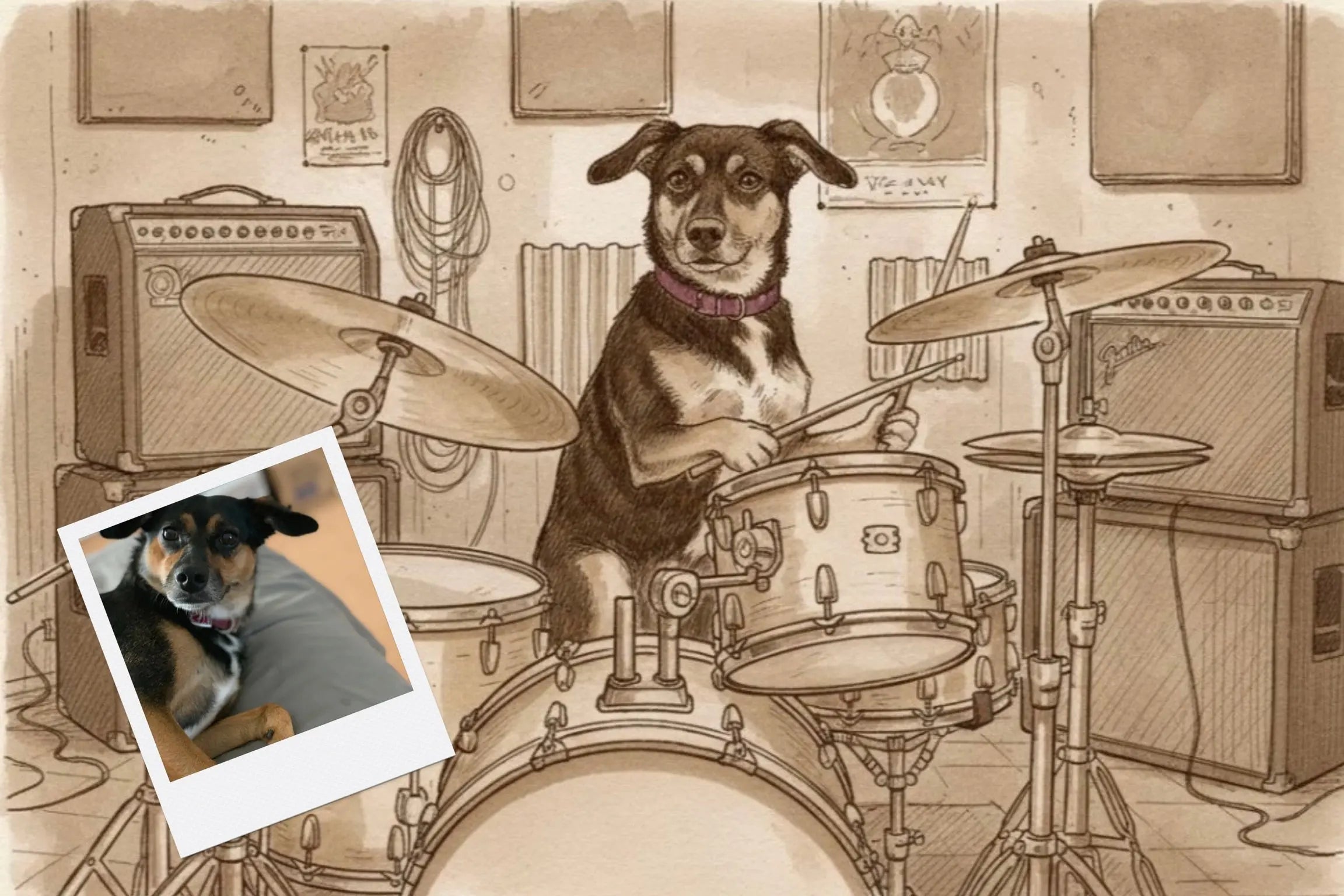 Customizable Jigsaw Puzzle: Dog Drummer - Jigsaw Puzzle Studios - Custom with Dog