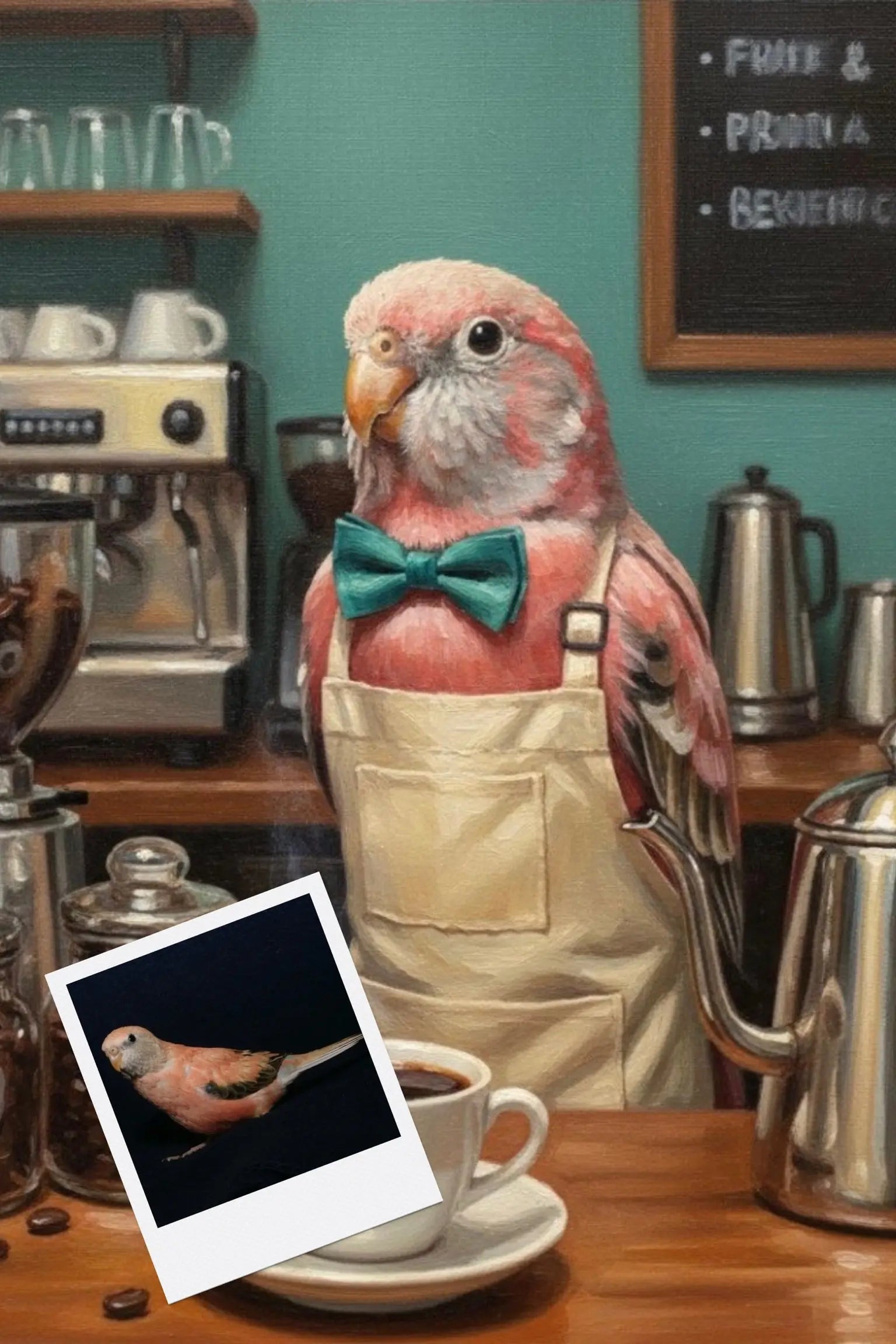 Customizable Jigsaw Puzzle: Dog Barista - Jigsaw Puzzle Studios - Custom with Bird
