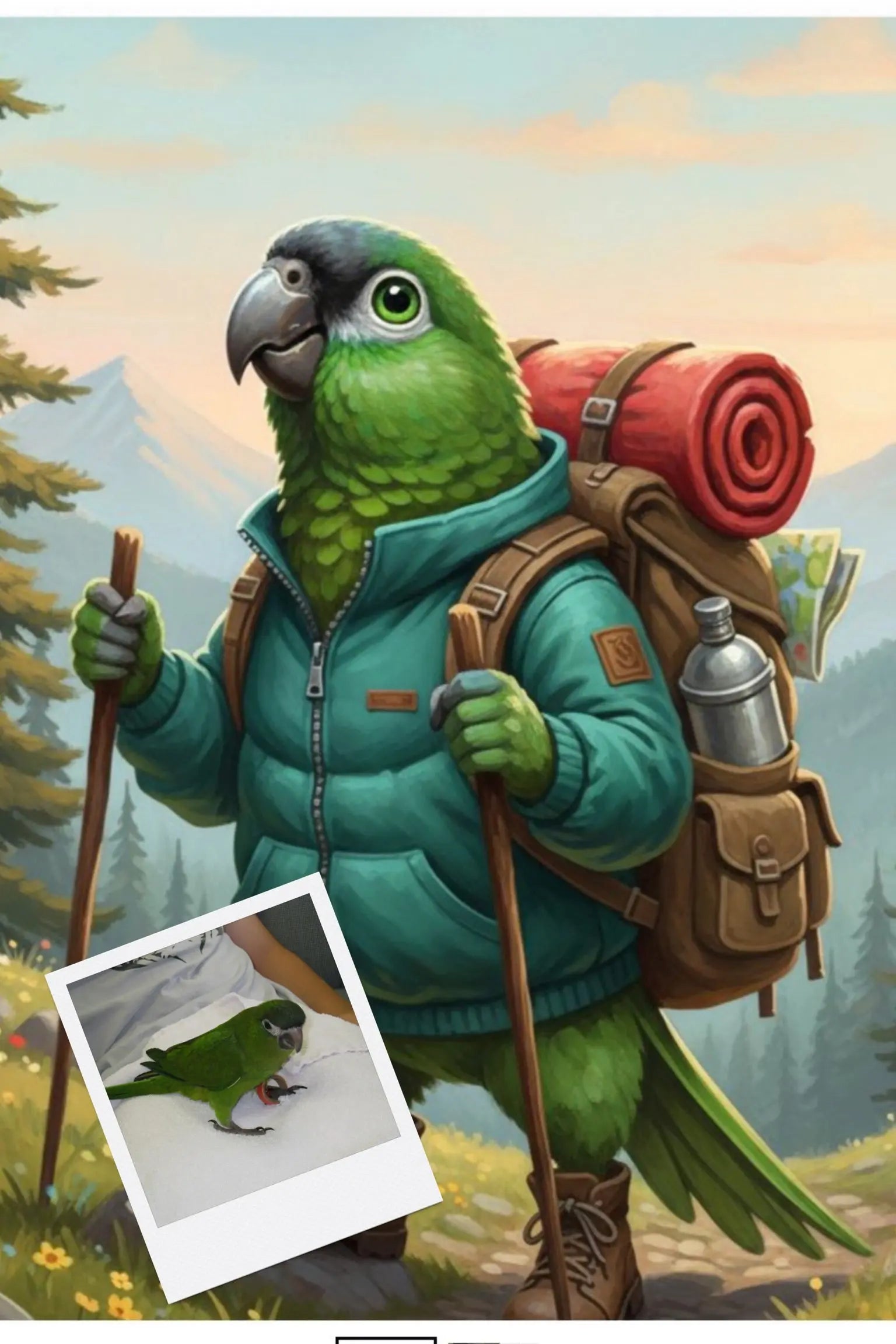 Customizable Jigsaw Puzzle: Hiking Cat - Jigsaw Puzzle Studios - Custom with Bird