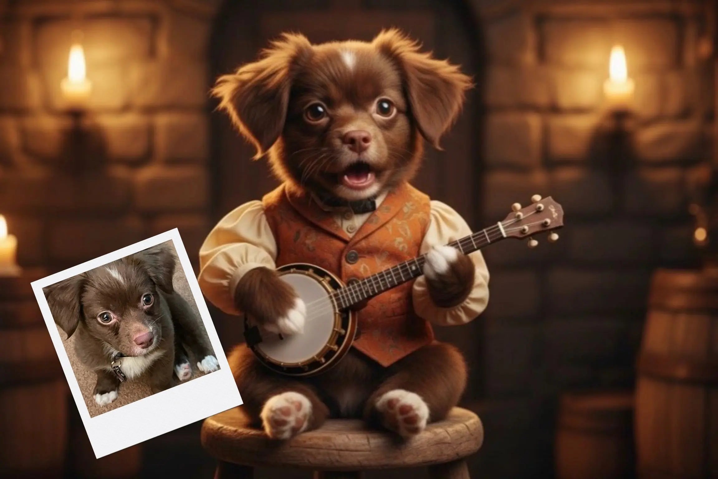 Customizable Jigsaw Puzzle: Cat Playing Banjo - Jigsaw Puzzle Studios - Custom with Dog
