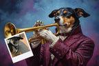 Customizable Jigsaw Puzzle: Jazz Cat Trumpet - Jigsaw Puzzle Studios - Custom with Dog