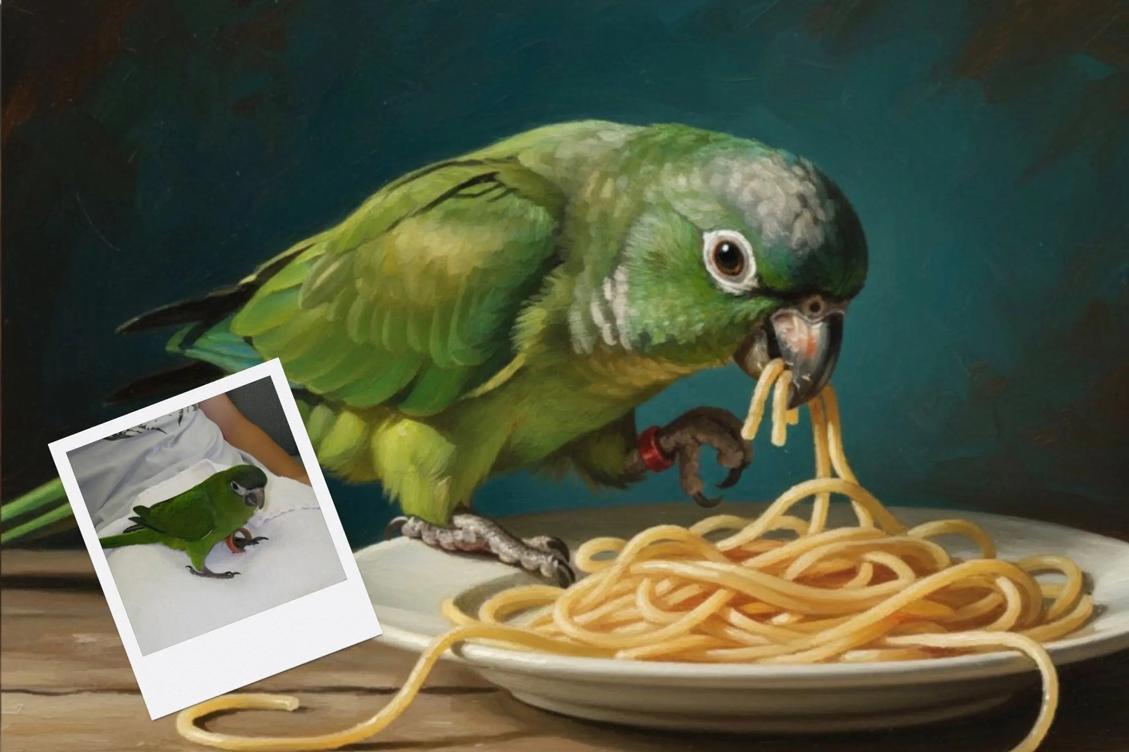 Customizable Jigsaw Puzzle: Cat & Spaghetti - Jigsaw Puzzle Studios - Custom with Bird