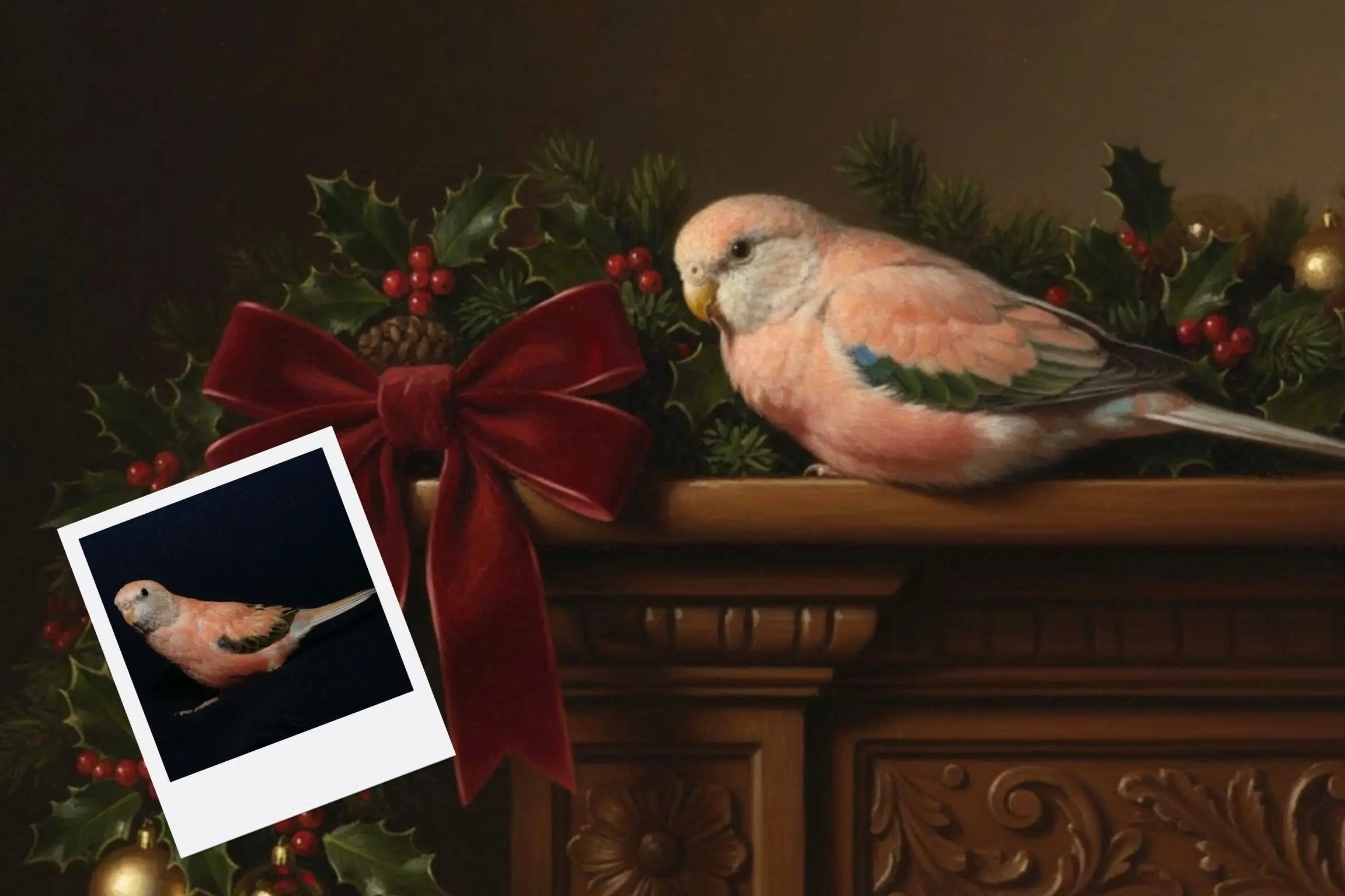 Customizable Jigsaw Puzzle: Cozy Tabby Cat Christmas - Jigsaw Puzzle Studios - Custom with Bird