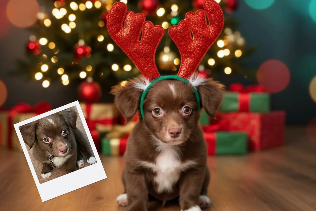 Customizable Jigsaw Puzzle: Puppy Reindeer Dreams - Jigsaw Puzzle Studios - Custom with Dog