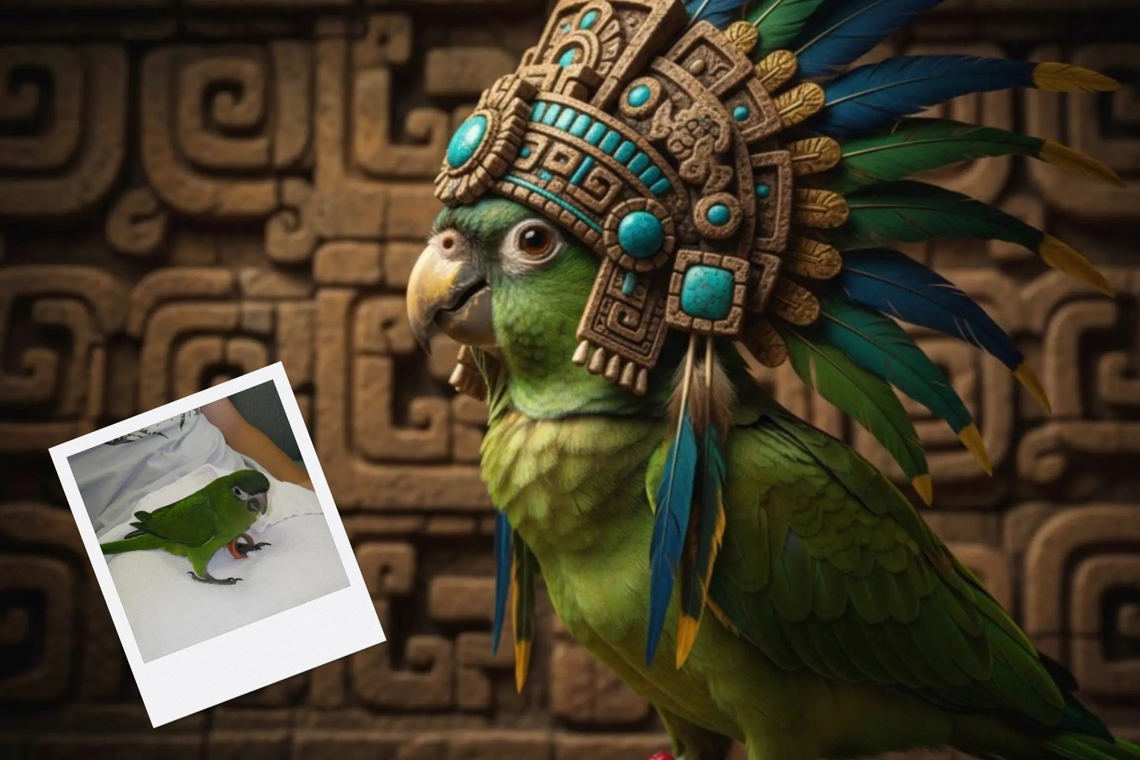Customizable Jigsaw Puzzle: Mayan Cat - Jigsaw Puzzle Studios - Custom with Bird