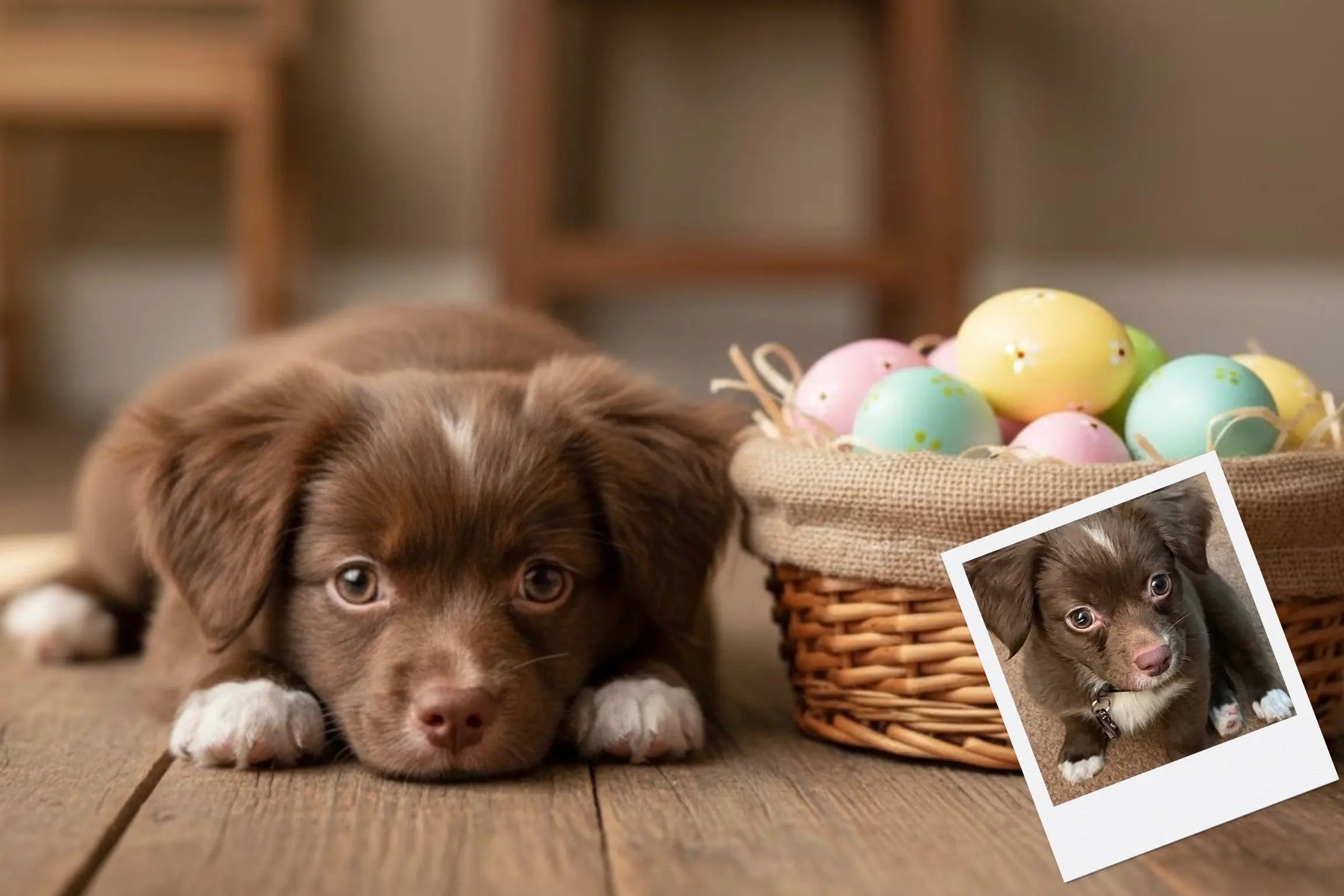 Customizable Jigsaw Puzzle: Puppy & Easter Eggs - Jigsaw Puzzle Studios - Custom with Dog