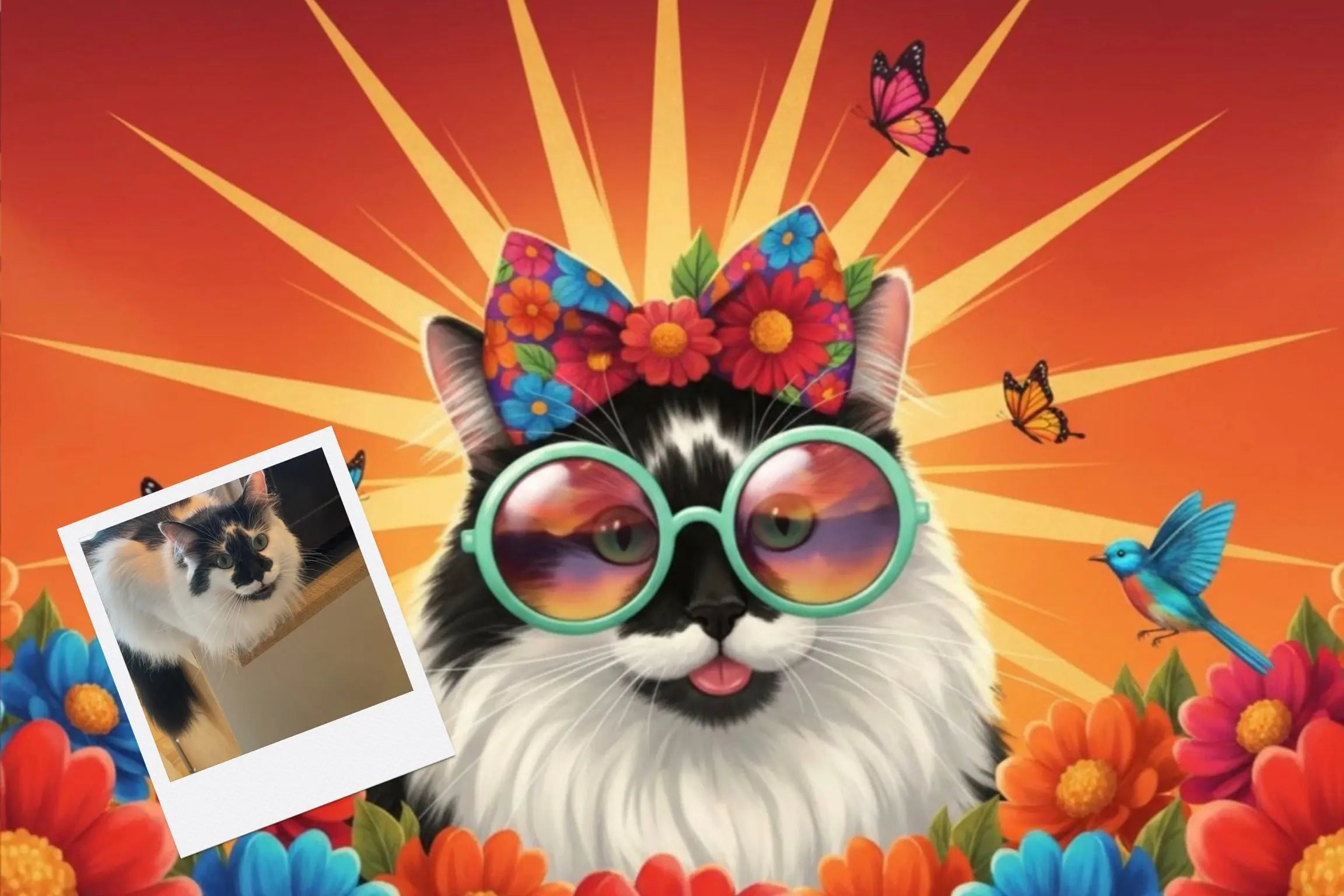 Customizable Jigsaw Puzzle: Cool Yorkie in Flowers - Jigsaw Puzzle Studios - Custom with Cat