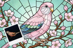 Customizable Jigsaw Puzzle: Cardinal Stained Glass - Jigsaw Puzzle Studios - Custom with Bird