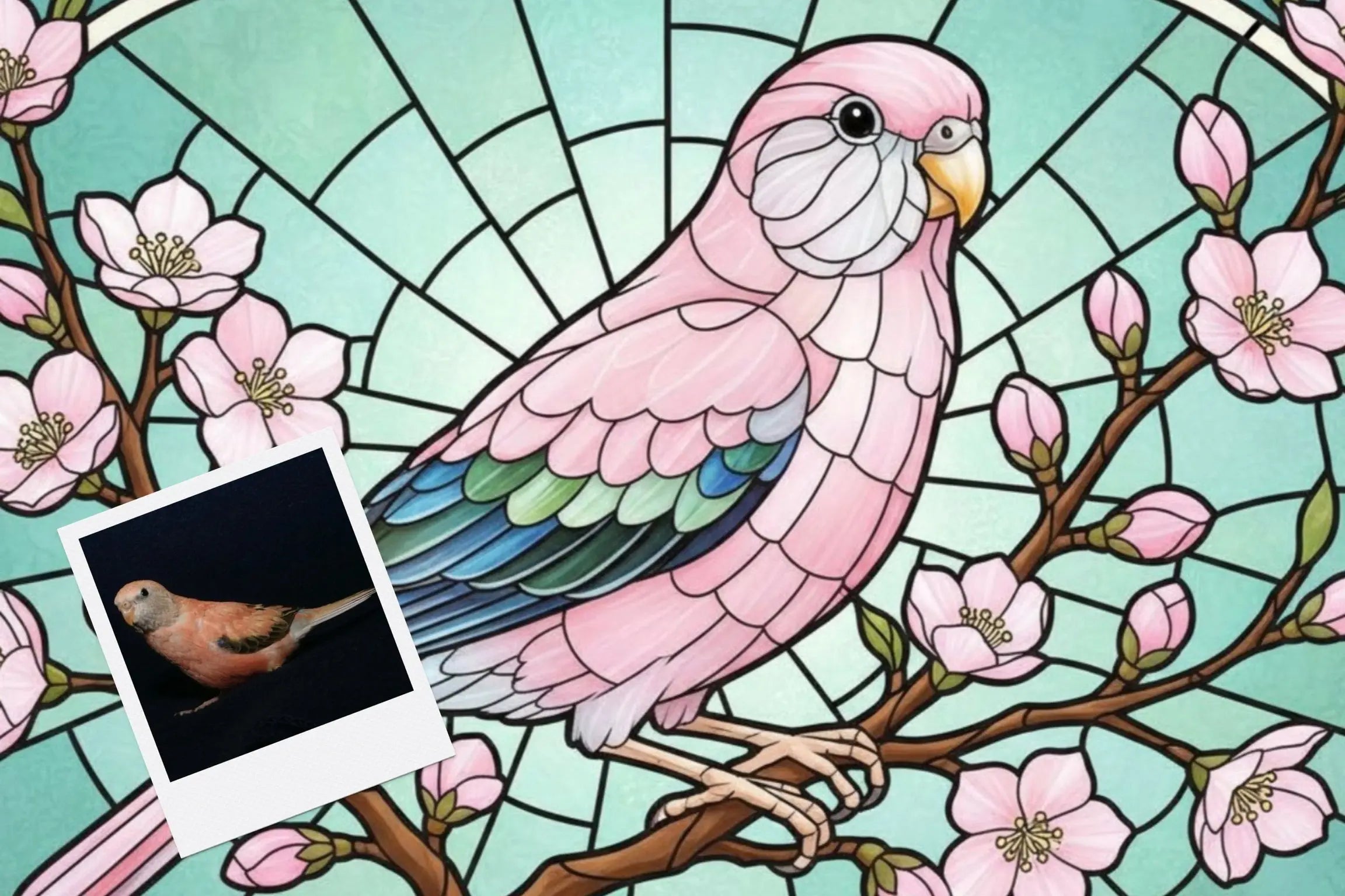 Customizable Jigsaw Puzzle: Cardinal Stained Glass - Jigsaw Puzzle Studios - Custom with Bird