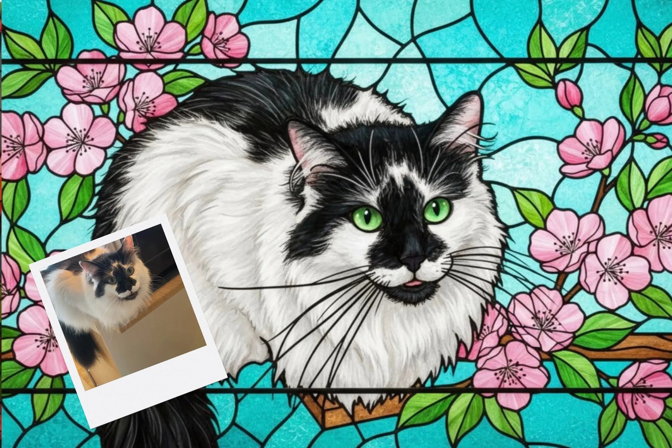 Customizable Jigsaw Puzzle: Stained Glass Blue Jay - Jigsaw Puzzle Studios - Custom with Cat