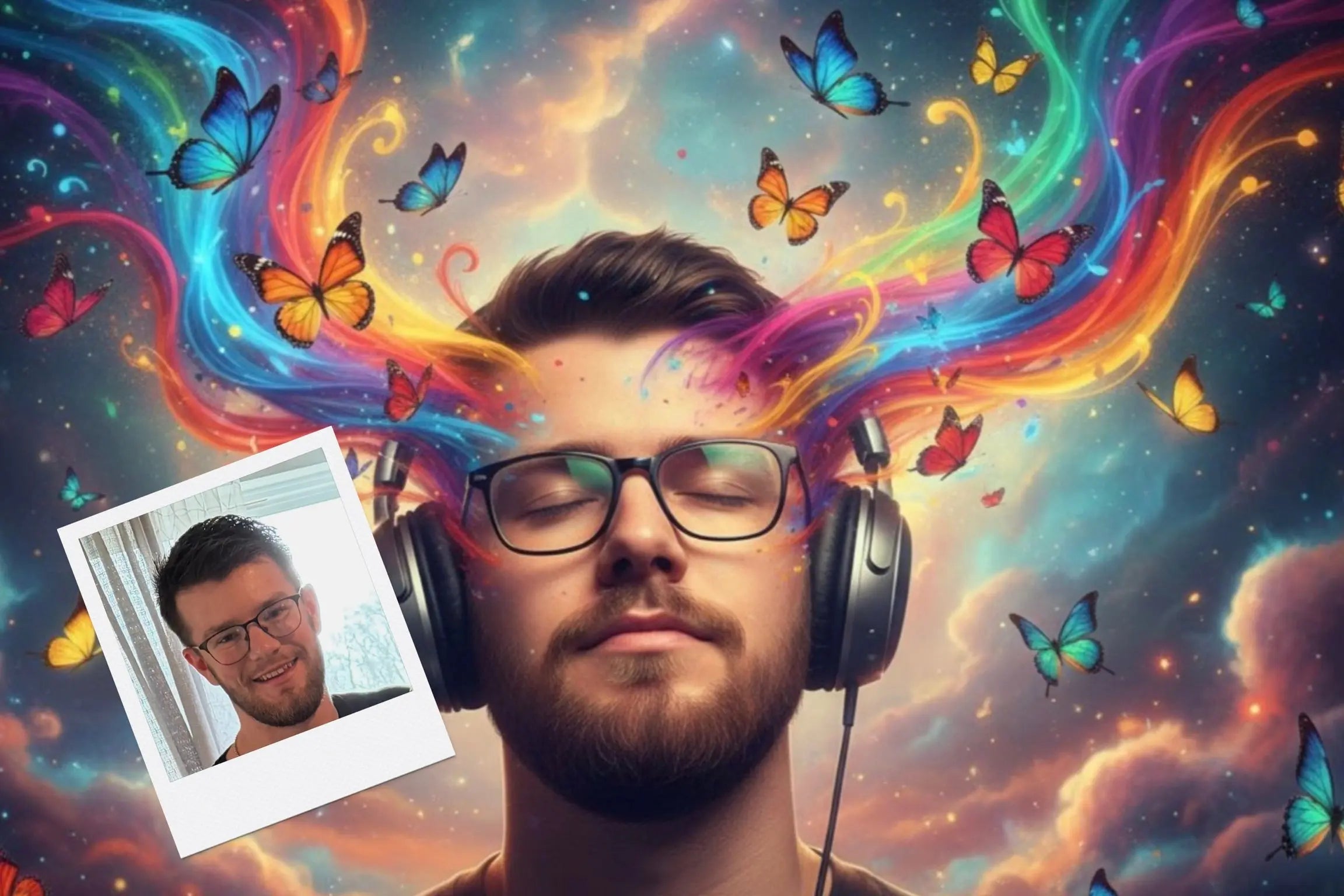 Customizable Jigsaw Puzzle: Butterfly Tunes - Jigsaw Puzzle Studios - Custom with Man