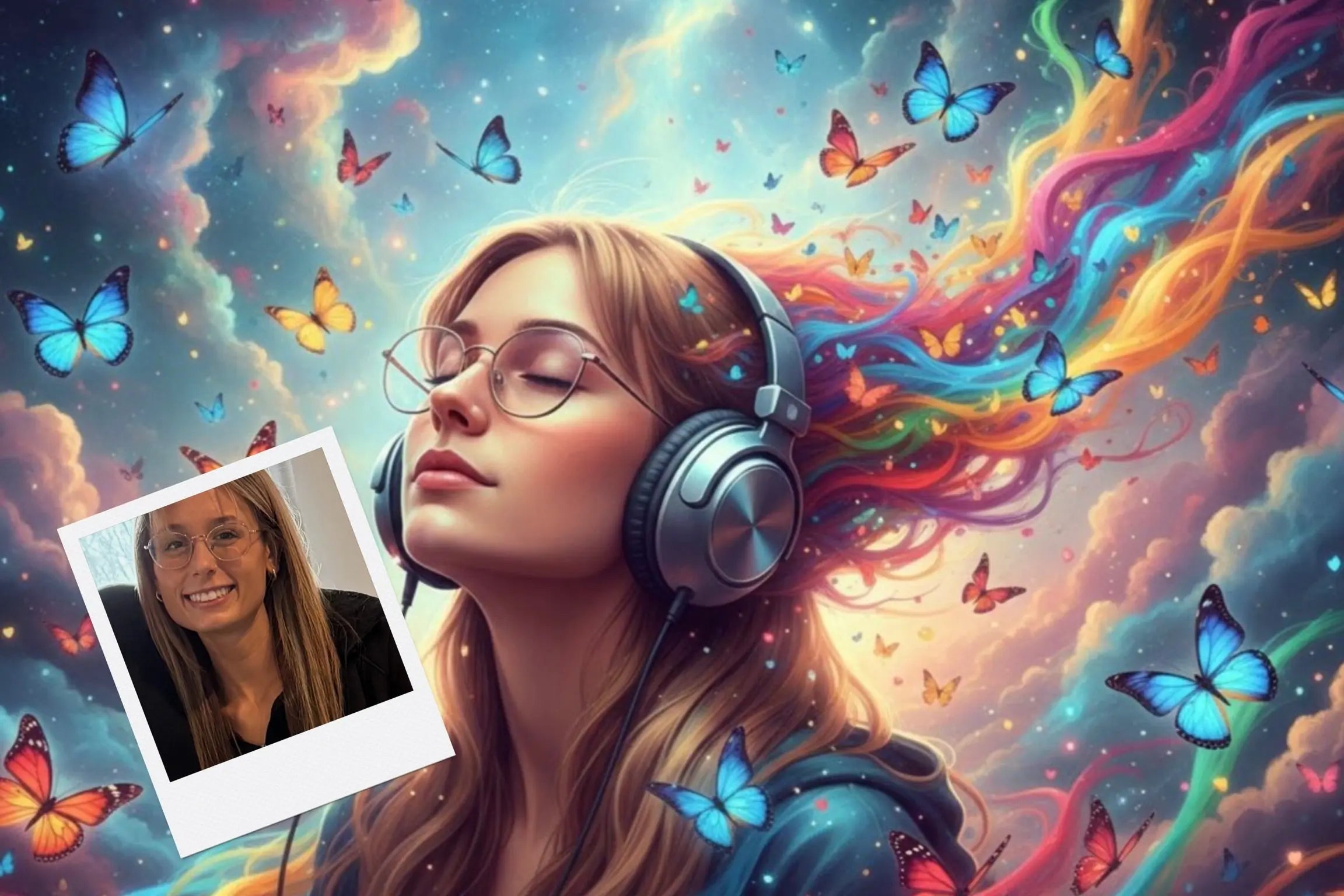 Customizable Jigsaw Puzzle: Butterfly Tunes - Jigsaw Puzzle Studios - Custom with Woman