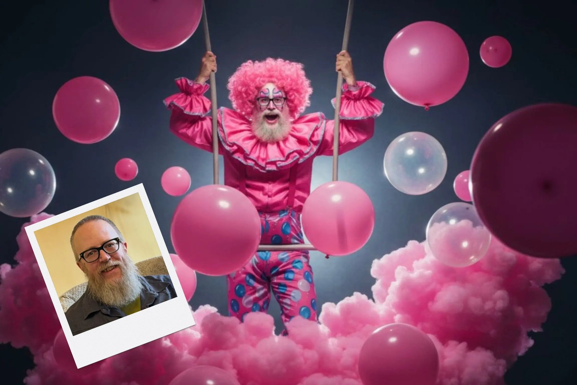 Customizable Jigsaw Puzzle: Bubble Gum Pink Acrobat - Jigsaw Puzzle Studios - Custom with Man
