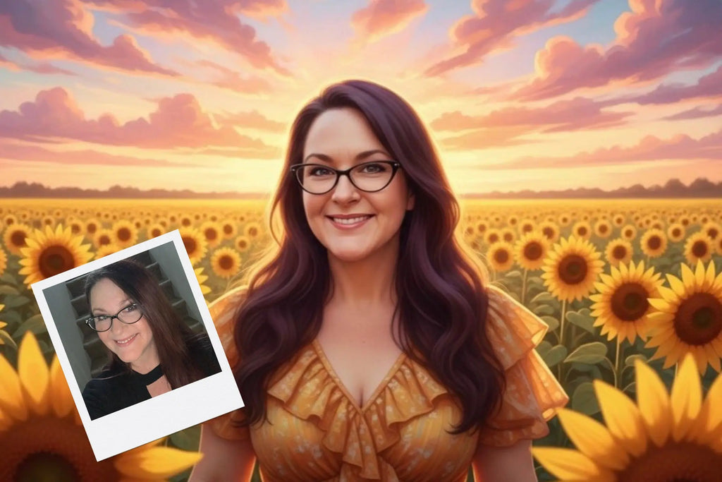 Customizable Jigsaw Puzzle: Enjoying Sunflowers - Jigsaw Puzzle Studios - Custom with Woman