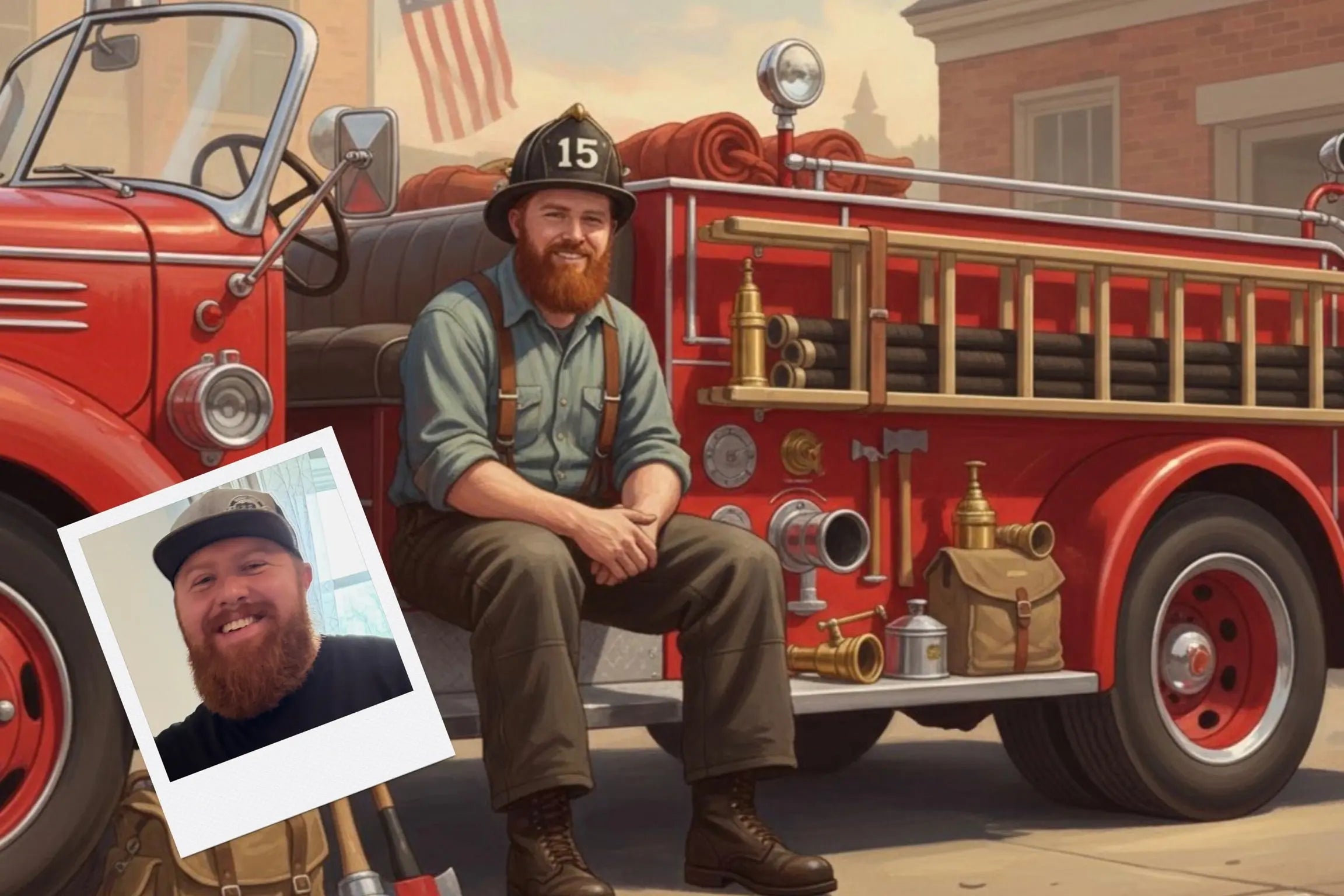 Customizable Jigsaw Puzzle: Fireman's Day - Jigsaw Puzzle Studios - Custom with Man