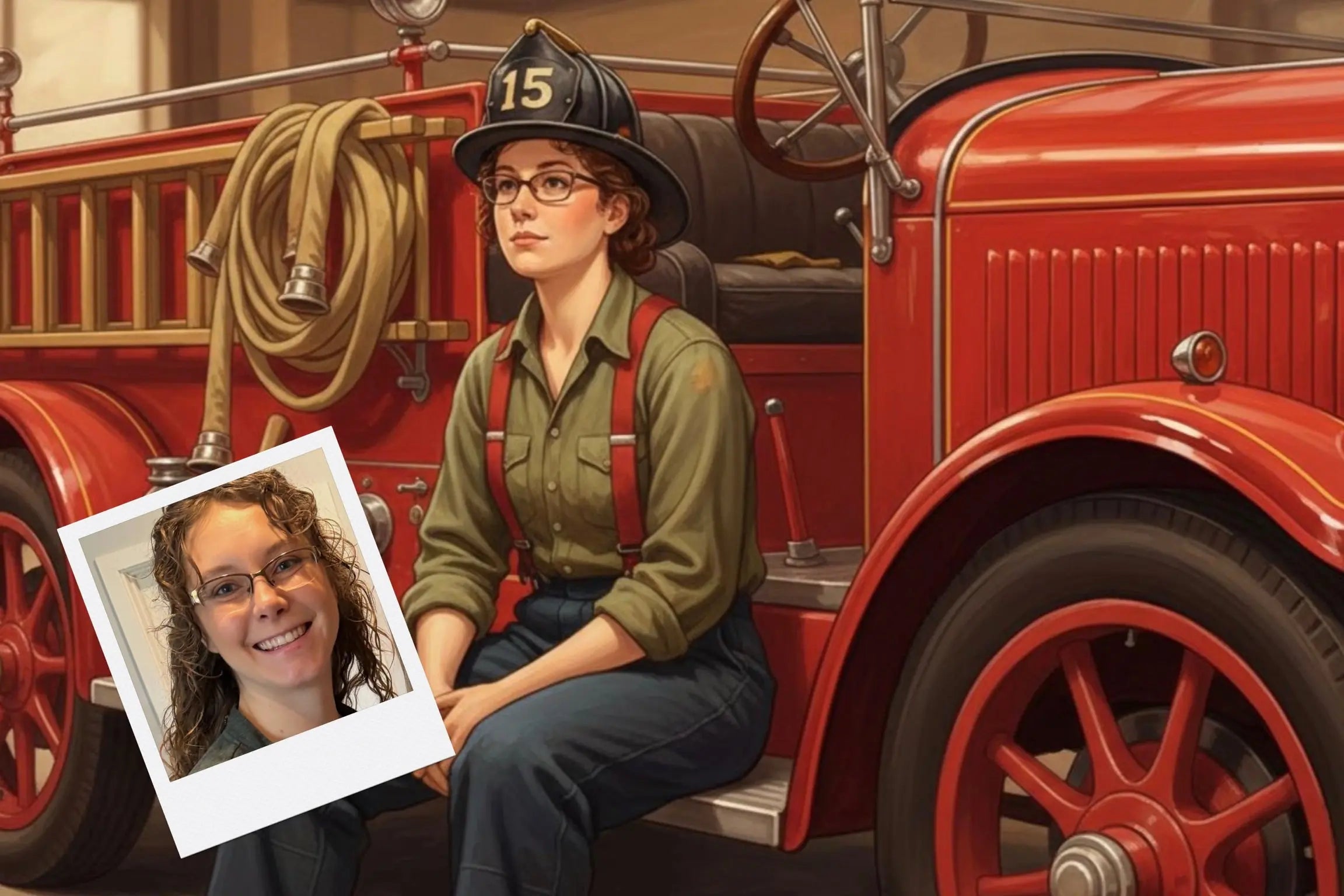 Customizable Jigsaw Puzzle: Fireman's Day - Jigsaw Puzzle Studios - Custom with Woman
