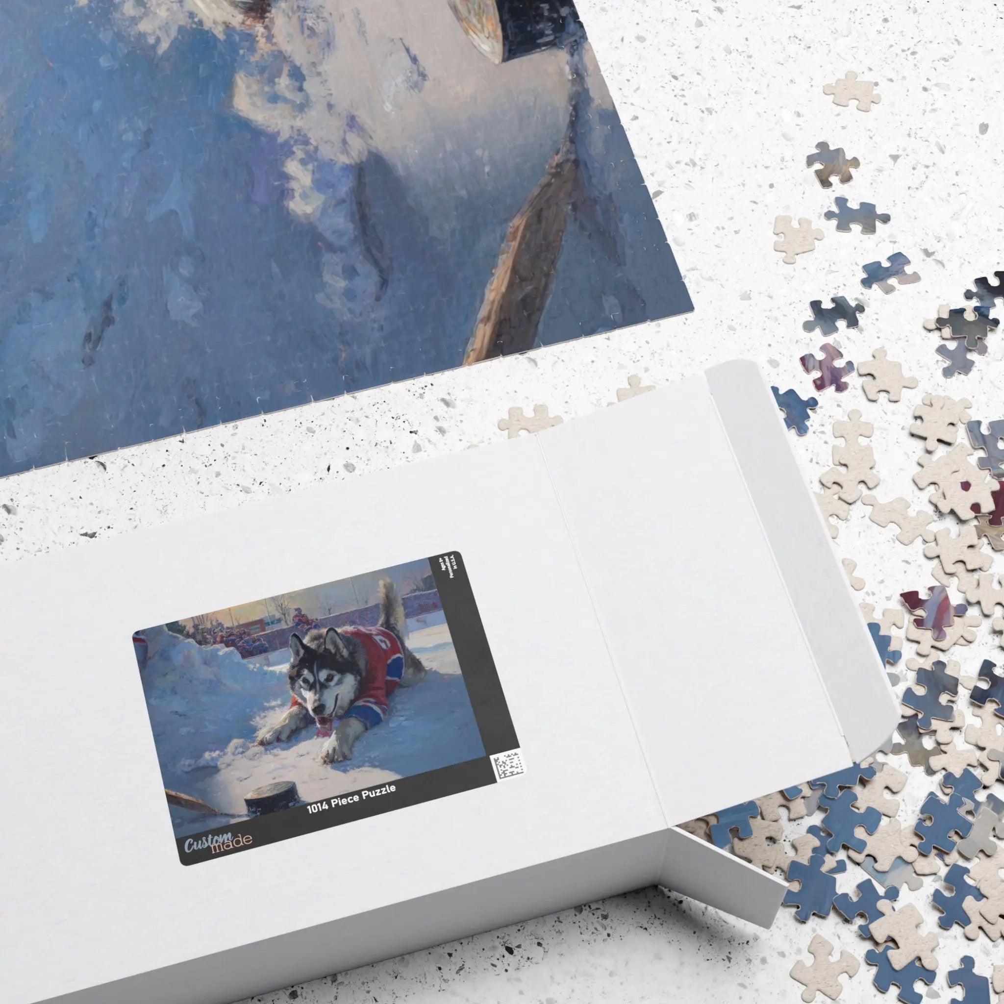 Customizable Jigsaw Puzzle: Hockey Loving Husky - Jigsaw Puzzle Studios - Box