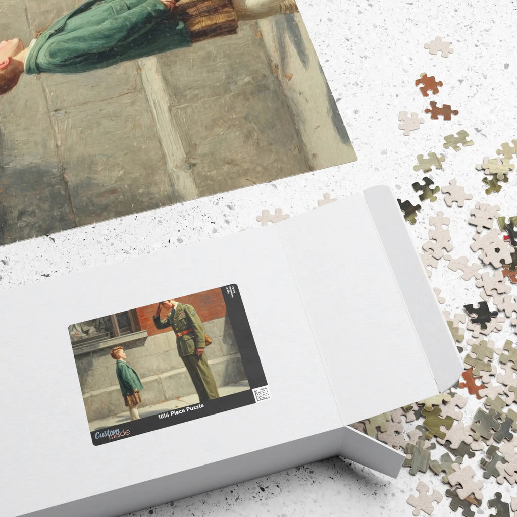 Jigsaw Puzzle: Memory of Service Soldier and Child - Jigsaw Puzzle Studios - Box