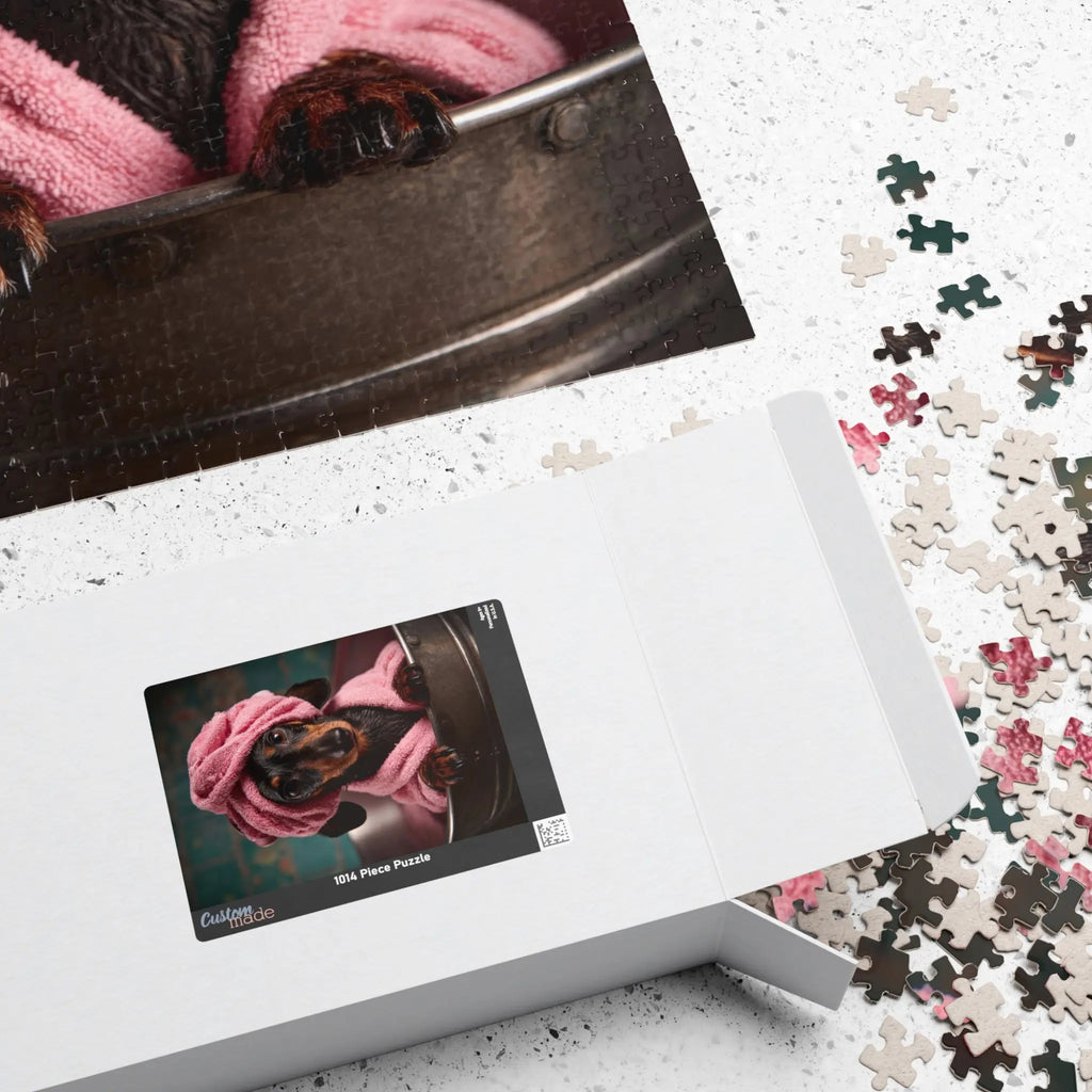 Customizable Jigsaw Puzzle: Dachshund Spa Day - Jigsaw Puzzle Studios - Box