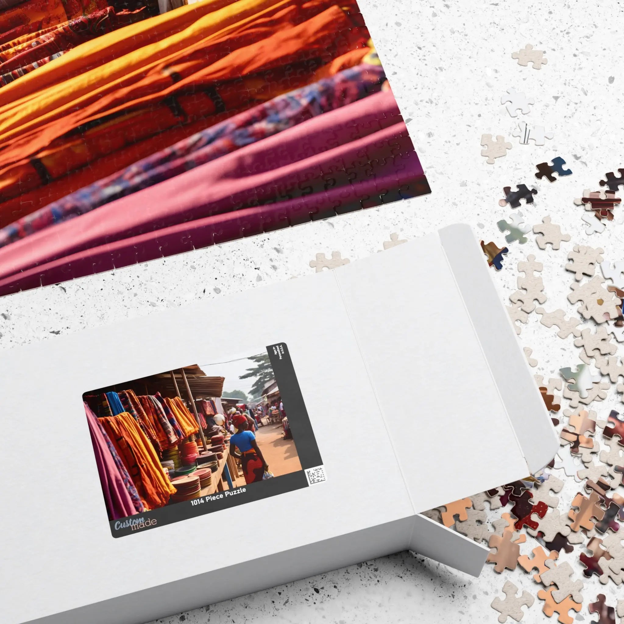 Jigsaw Puzzle: Fabric Stand in Sierra Leone - Jigsaw Puzzle Studios - Box