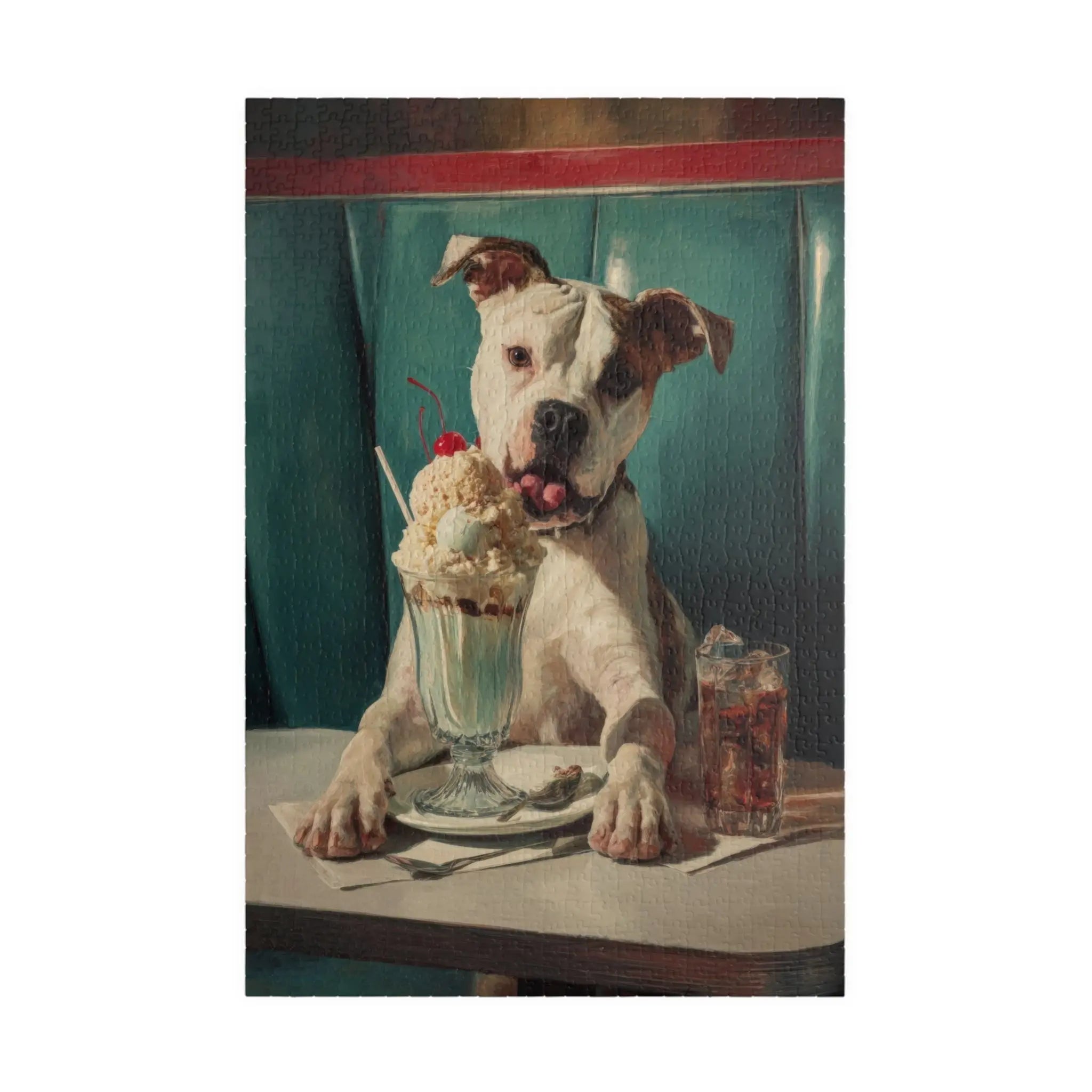 Customizable Jigsaw Puzzle: Retro Bulldog with Ice Cream Sundae - Jigsaw Puzzle Studios - Main
