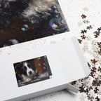 Customizable Jigsaw Puzzle: Border Collie Pup Perplexed by Bathtime - Jigsaw Puzzle Studios - Box
